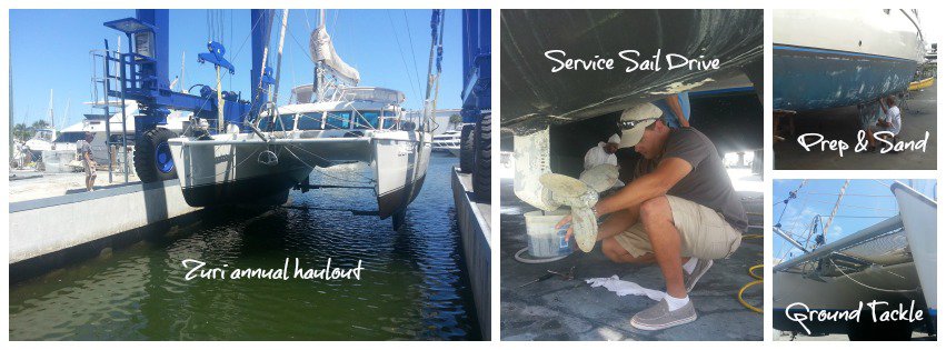 here are a few of the jobs we recently did from our Catamaran Haulout checklist for our boat zuri 