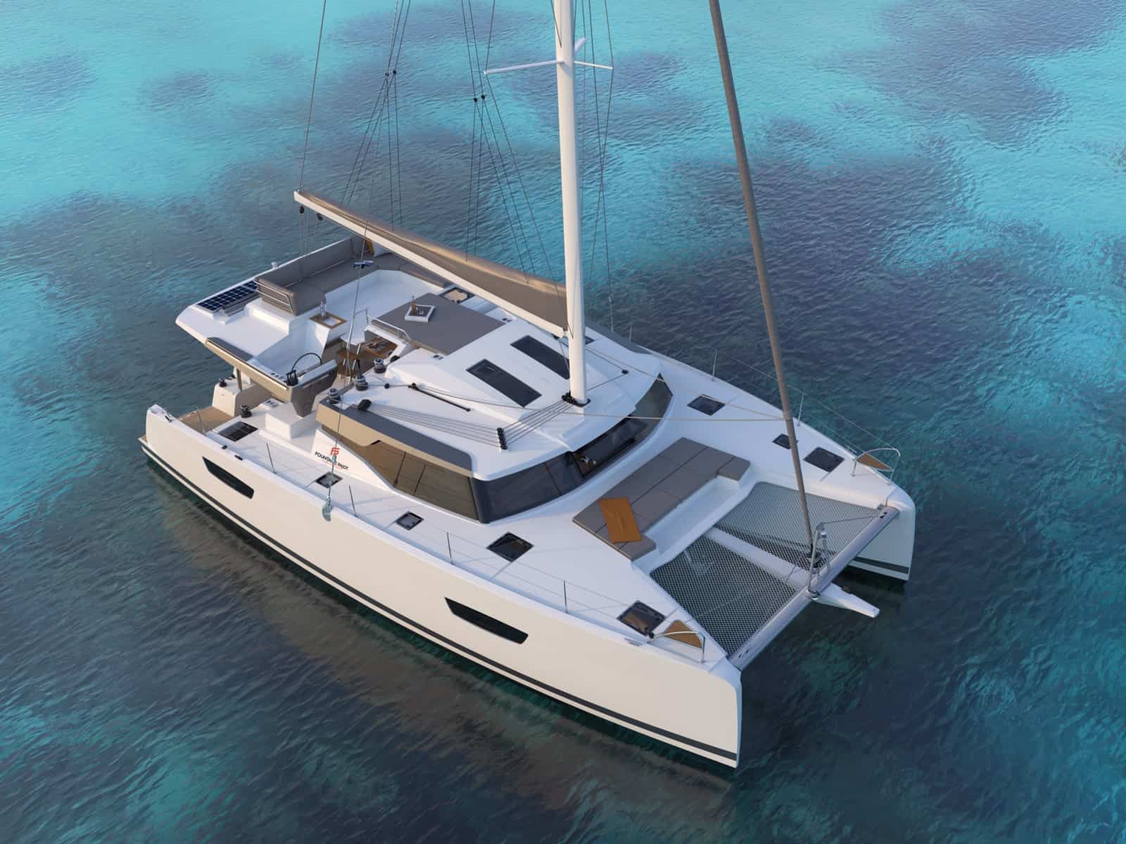 fountaine pajot 45 catamaran anchored