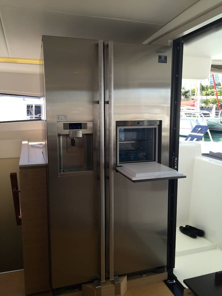 Bali 4.5 catamaran full-sized fridge with icemaker