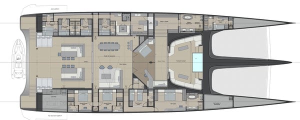 blackcat concept catamaran interior living space