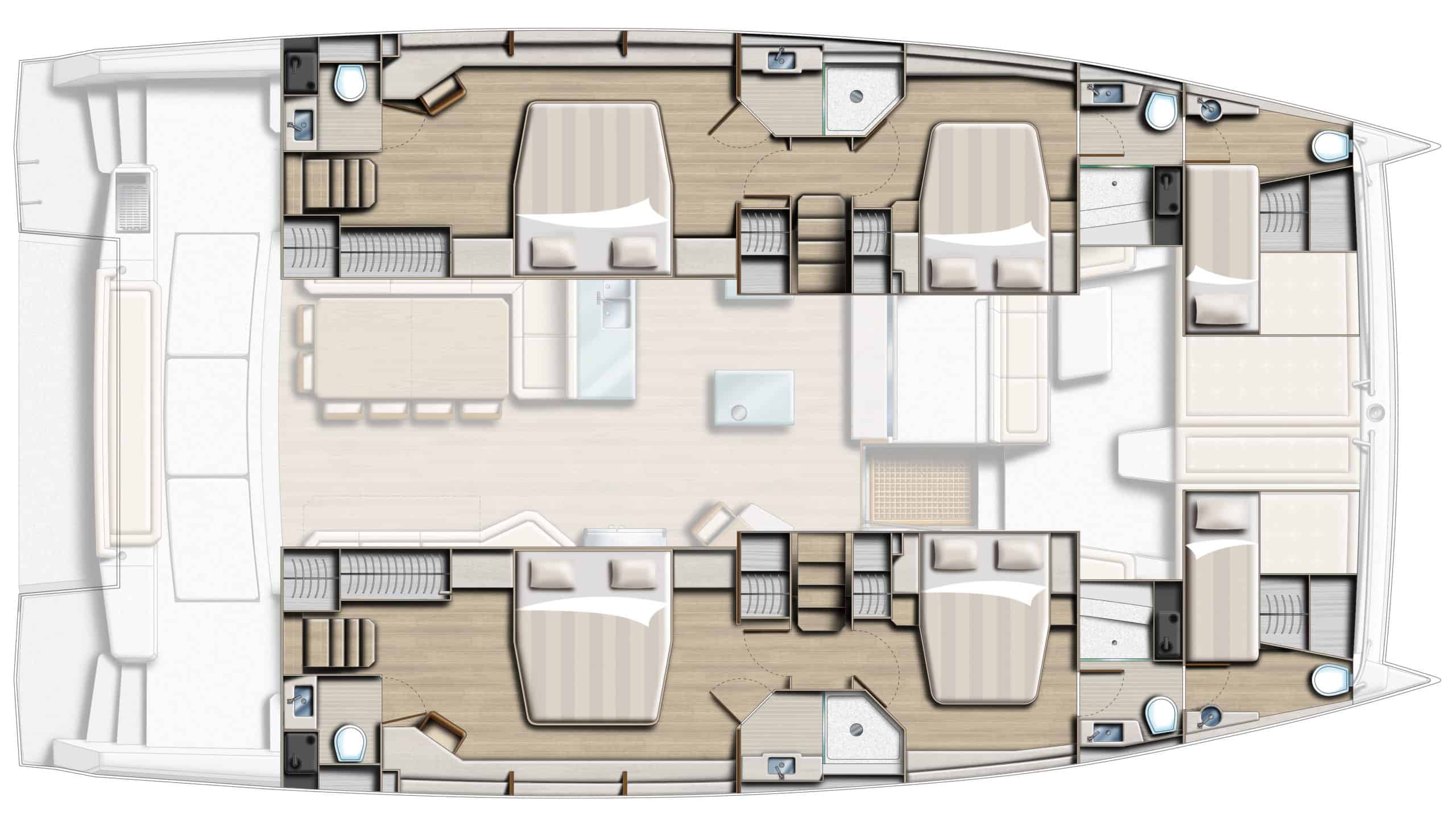 Bali 5.4 catamaran layout