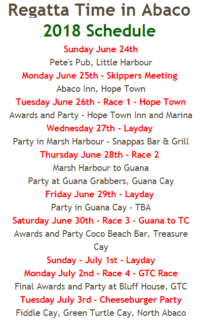 regatta time abaco 2018 schedule