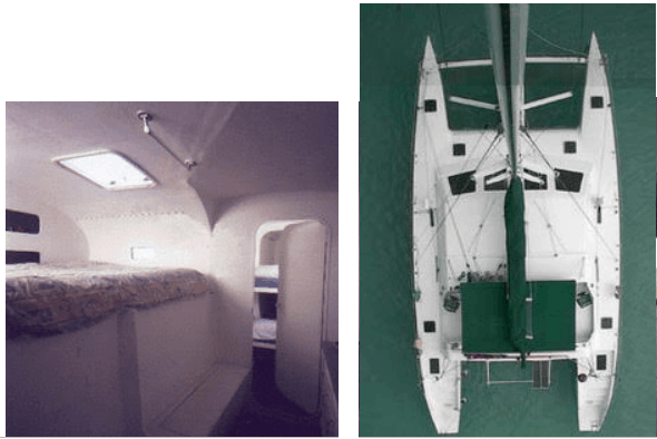 1998 hughes cruiser catamaran cabin picture and top view of boat picture