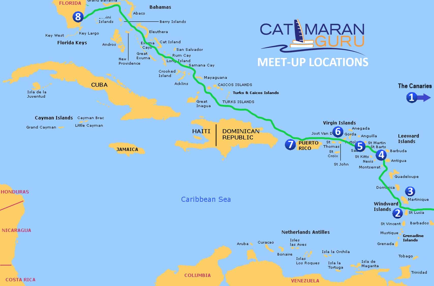 catamaran guru 2019 2020 meet up locations map