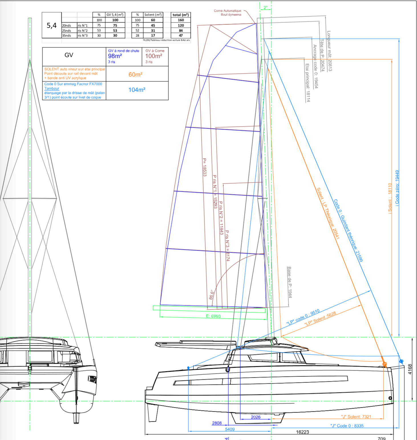 bali 5.4 design schematic for catamaran build at catana shipyard