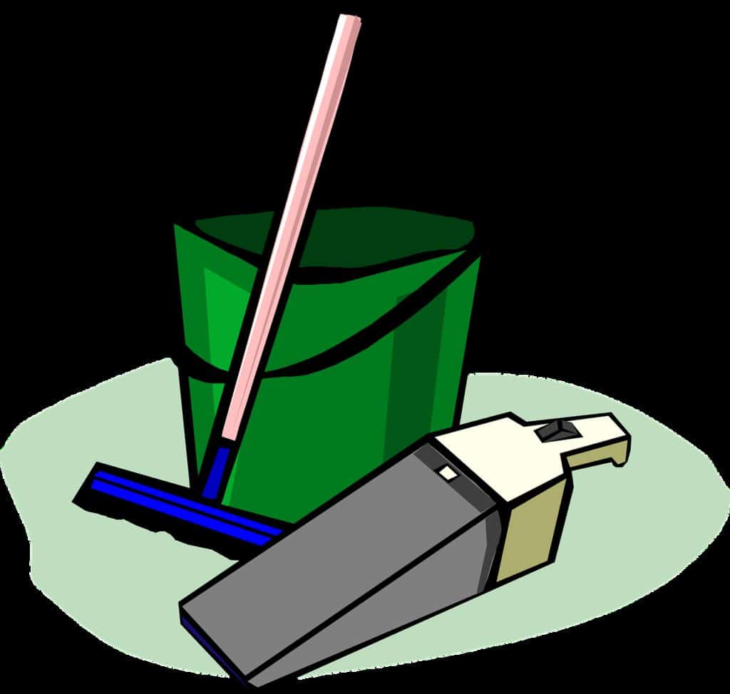 bucket, cleaning, supplies