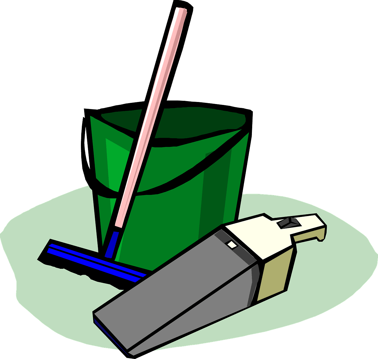 bucket, cleaning, supplies