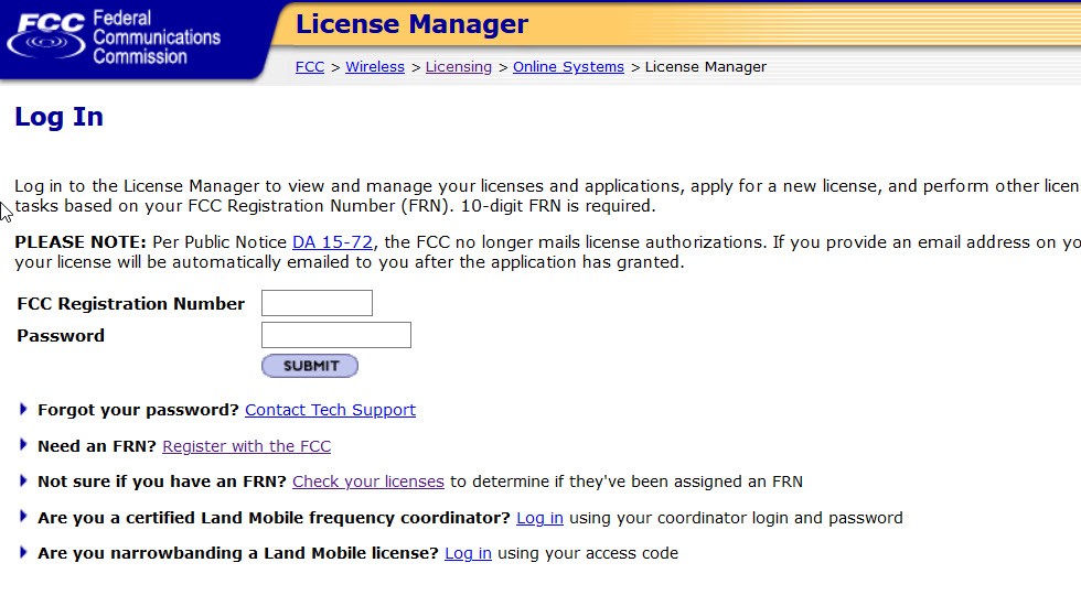 fcc license manager application