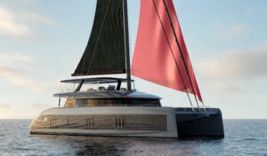 sunreef 80 eco luxury catamaran with sails up