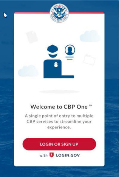 cbp one app login screen