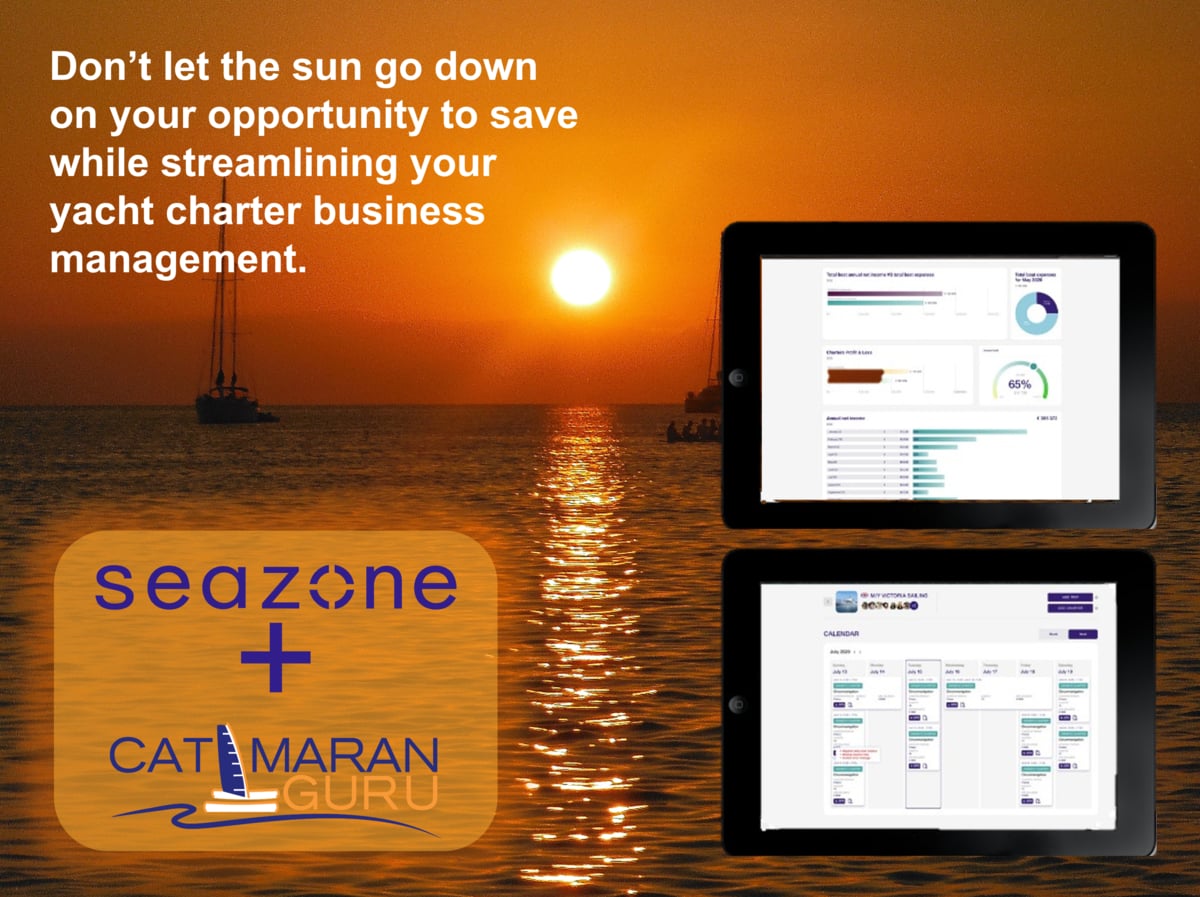 seazone and catamaran guru team up to offer a discount for yacht owners to streamline their business with a specialized app
