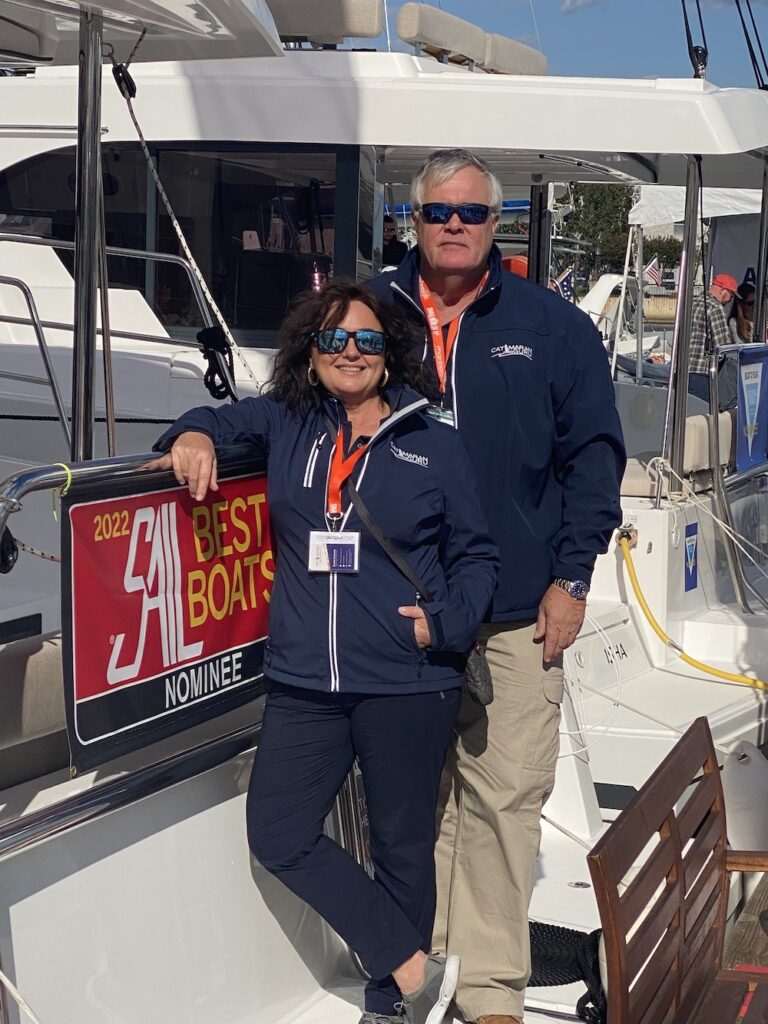 stephen and estelle cockcroft, co-founders of catamaranguru.com at annapolis boat show