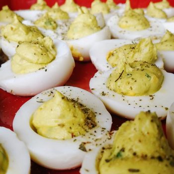 deviled avocado eggs